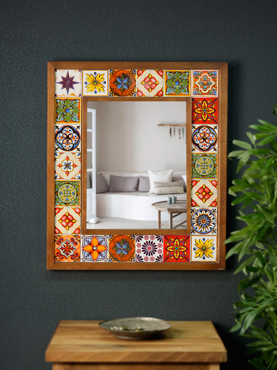 Carlin Tiled Wooden Mirror