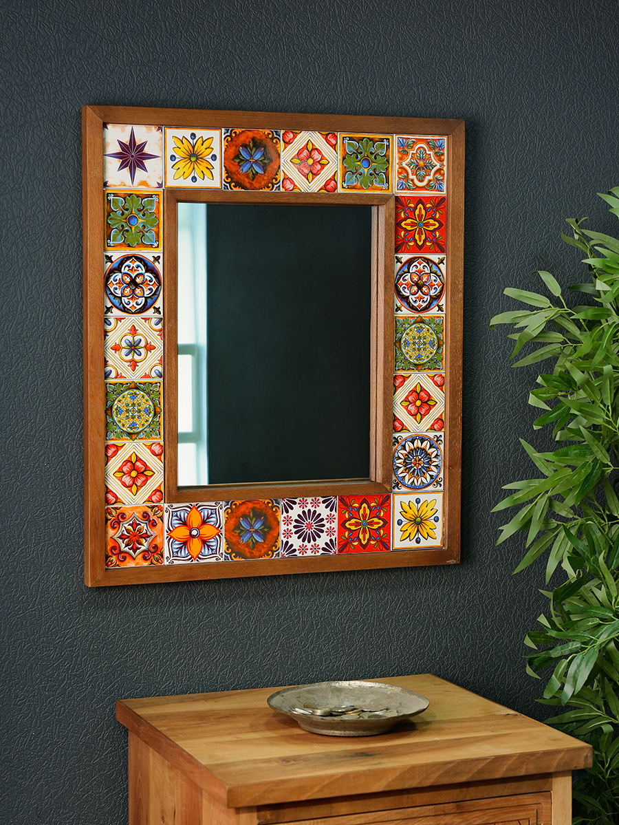 Carlin Tiled Wooden Mirror