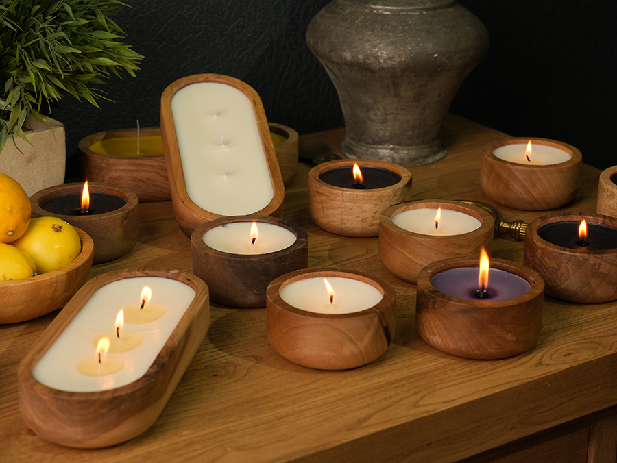 Souta Wooden Bowl Scented Candle Set of 3