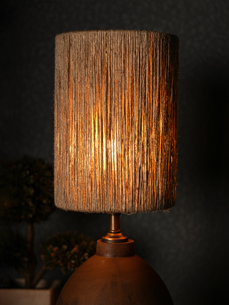 Square Summer Walnut Wood Table Lamp 100% Handmade 43x15CM