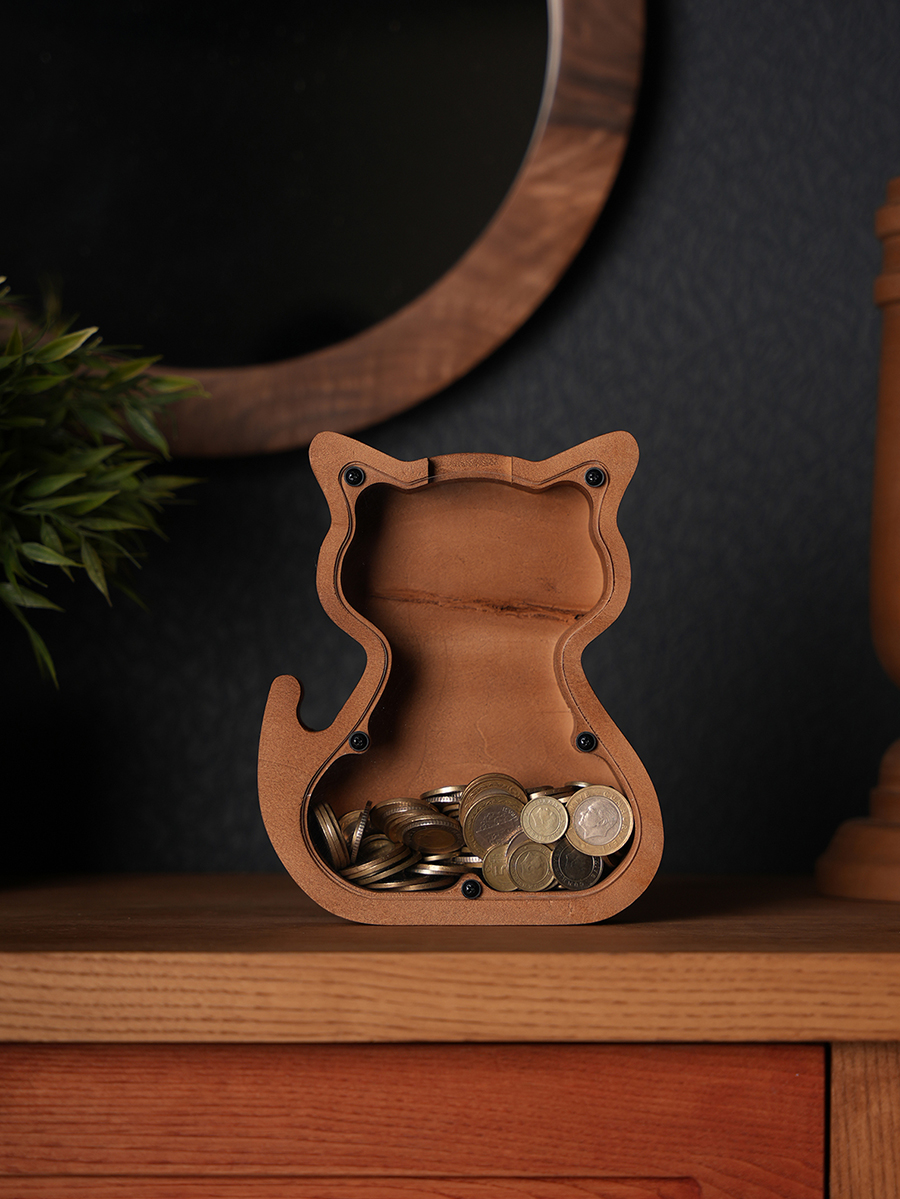 Wooden Cat Piggy Bank