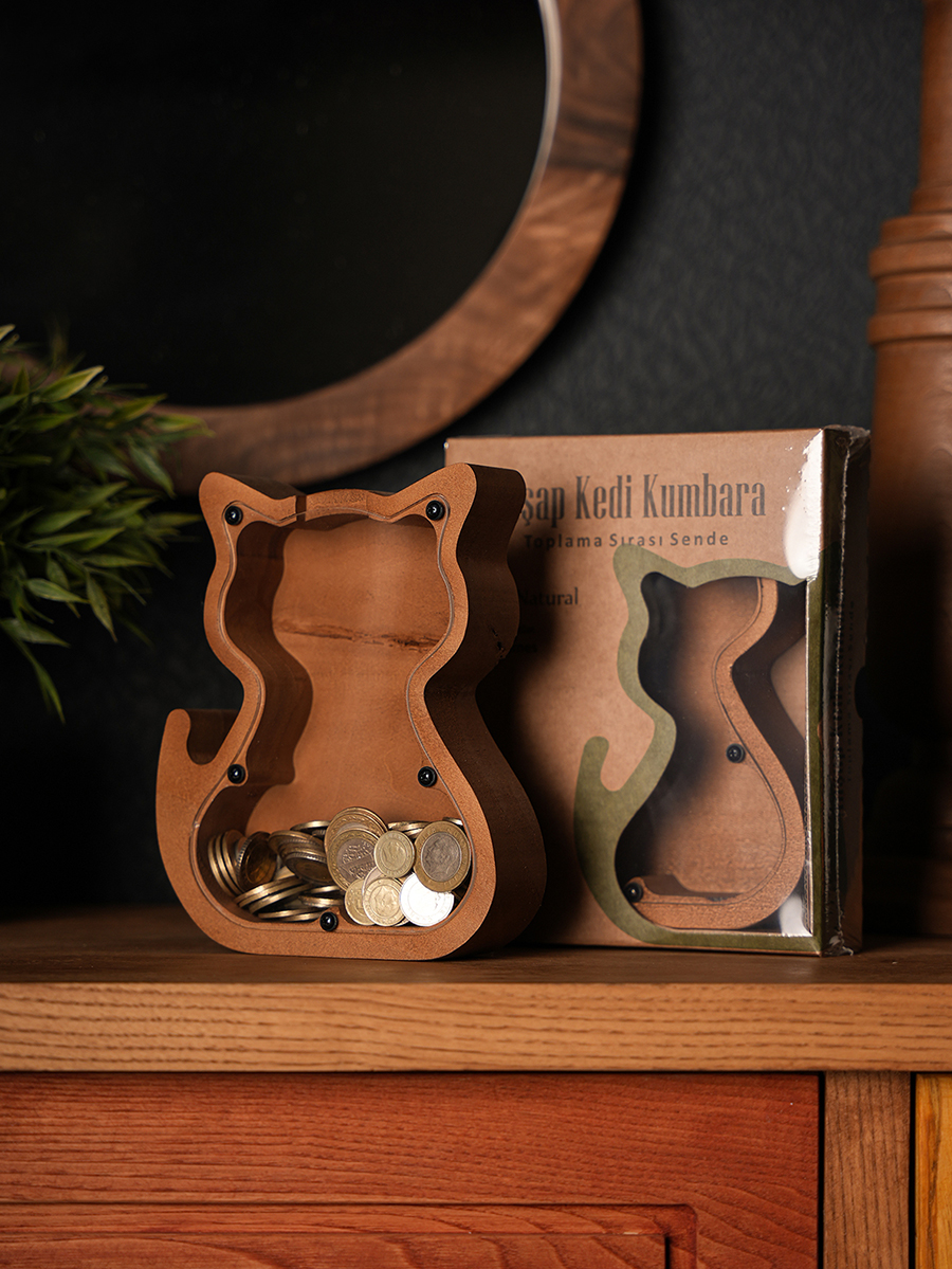 Wooden Cat Piggy Bank